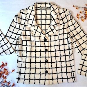 St. John Collection Cream & Black Knit Blazer Sz 8